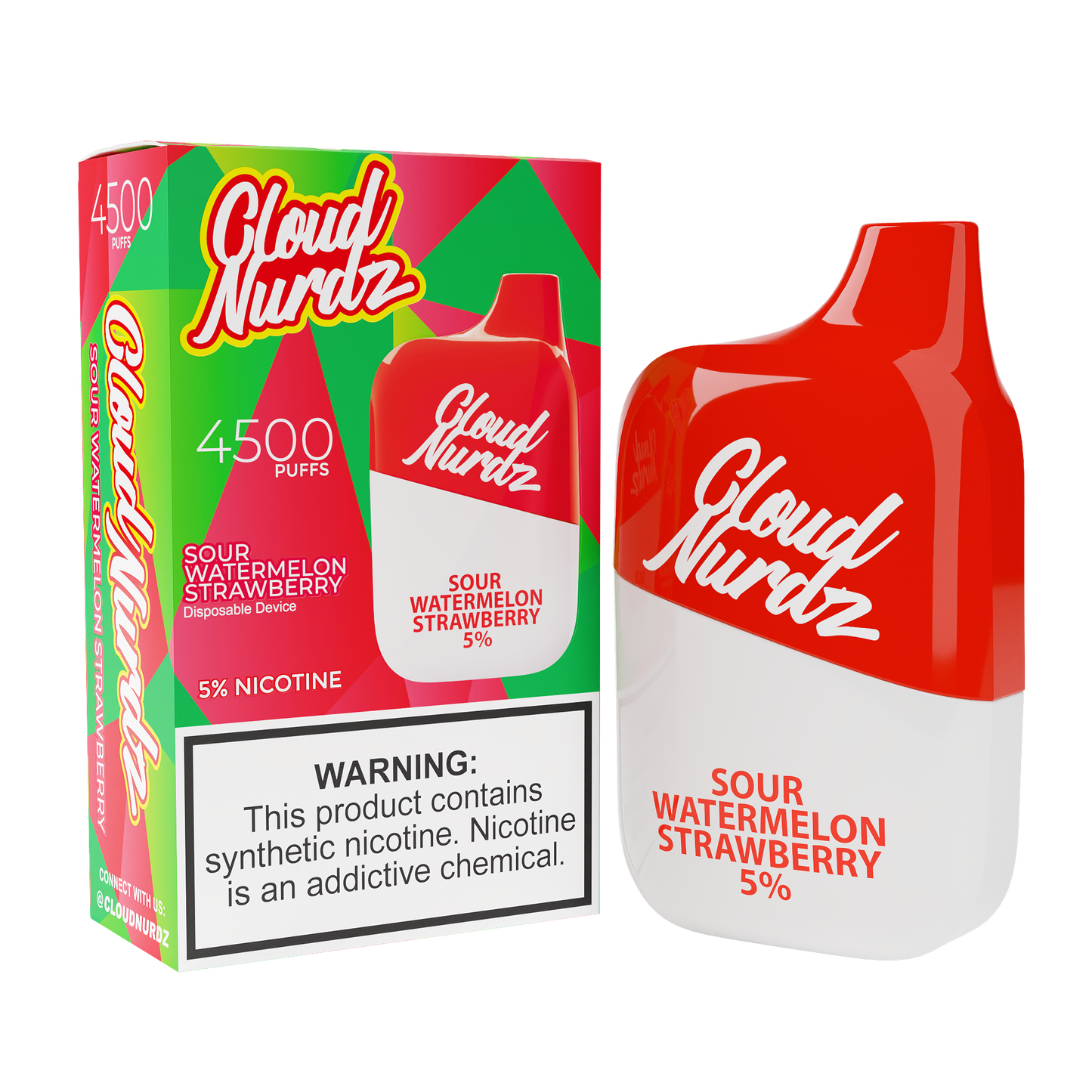 Cloud Nurdz 4500 Sour Watermelon Strawberry